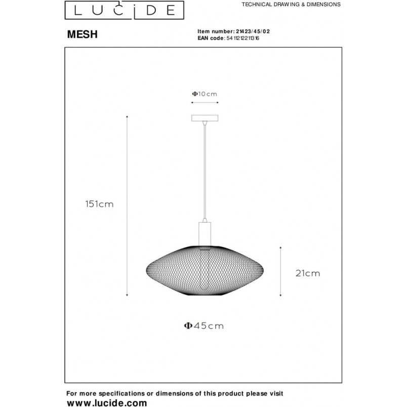 Lampa Wisząca Mesh Geo Mosiężna | Lucide - Nowoczesny Design