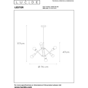 Lampa Loft Lester VI Czarna | Lucide - Nowoczesny Design