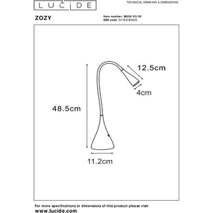 Lampa biurkowa LED czarna Lucide Zozy | Minimalistyczny design