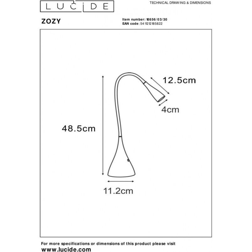 Lampa biurkowa LED czarna Lucide Zozy | Minimalistyczny design