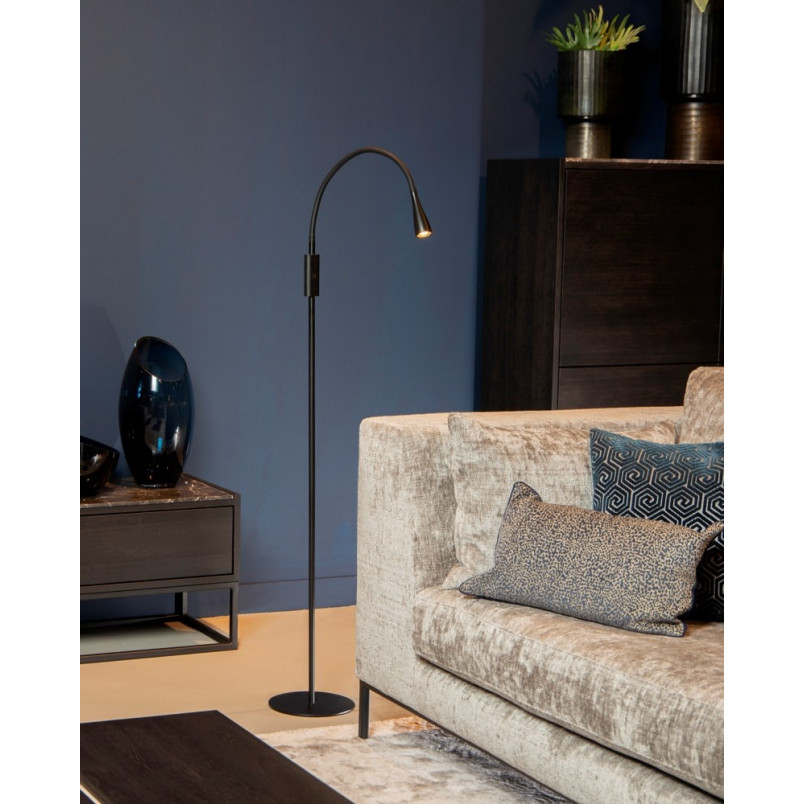 Lampa podłogowa LED Zozy | Regulowana, Czarna | Lucide