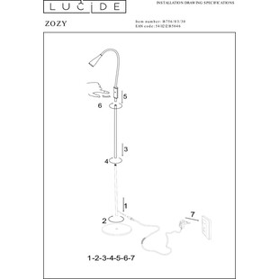 Lampa podłogowa LED Zozy | Regulowana, Czarna | Lucide