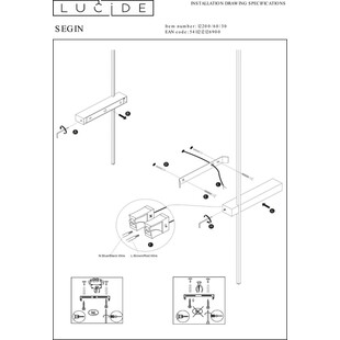 Kinkiet LED czarny Segin 60cm Lucide | Minimalistyczny design