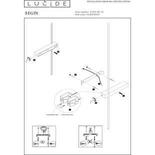 Kinkiet LED czarny Segin 90cm Lucide - Minimalistyczny Design