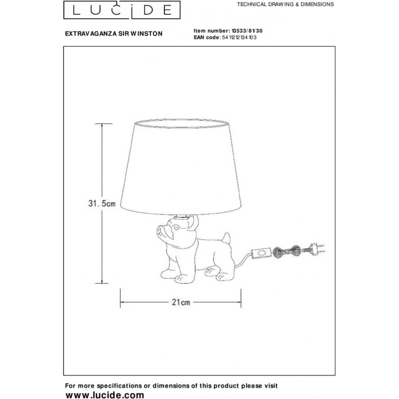 Lampa stołowa Sir Winston czarna - Lucide | Elegancki design