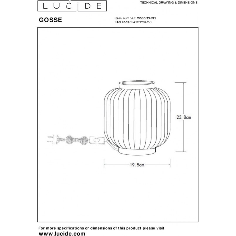 Lampa stołowa Gosse 23 biała | Lucide - Elegancki design