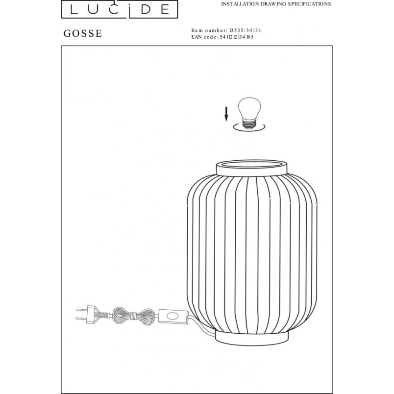 Lampa stołowa Gosse 33 biała Lucide | Japandi, Ceramika