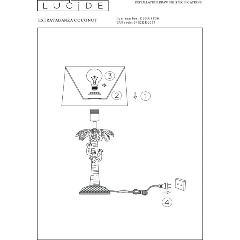 Lampa stołowa Coconut czarna | Lucide - Elegancki design