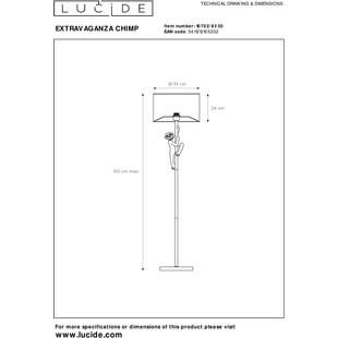 Lampa podłogowa glamour czarna Lucide | Chipm - Elegancki Design