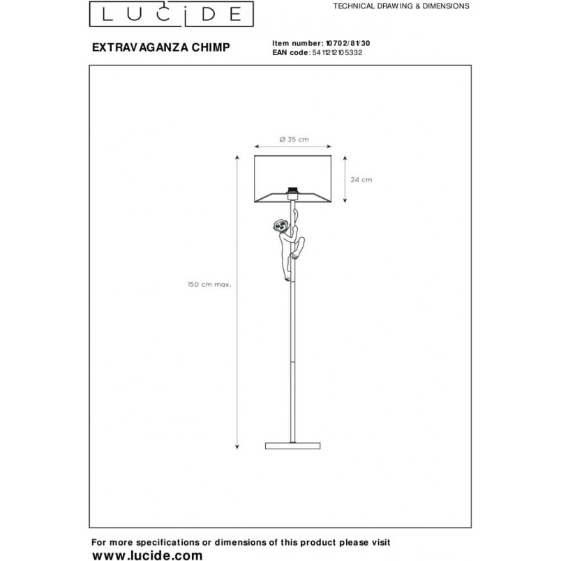 Lampa podłogowa glamour czarna Lucide | Chipm - Elegancki Design