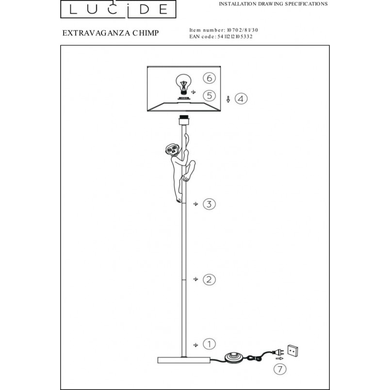 Lampa podłogowa glamour czarna Lucide | Chipm - Elegancki Design