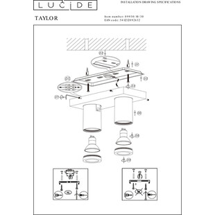 Plafon LED Taylor II czarny | Reflektor łazienkowy Lucide
