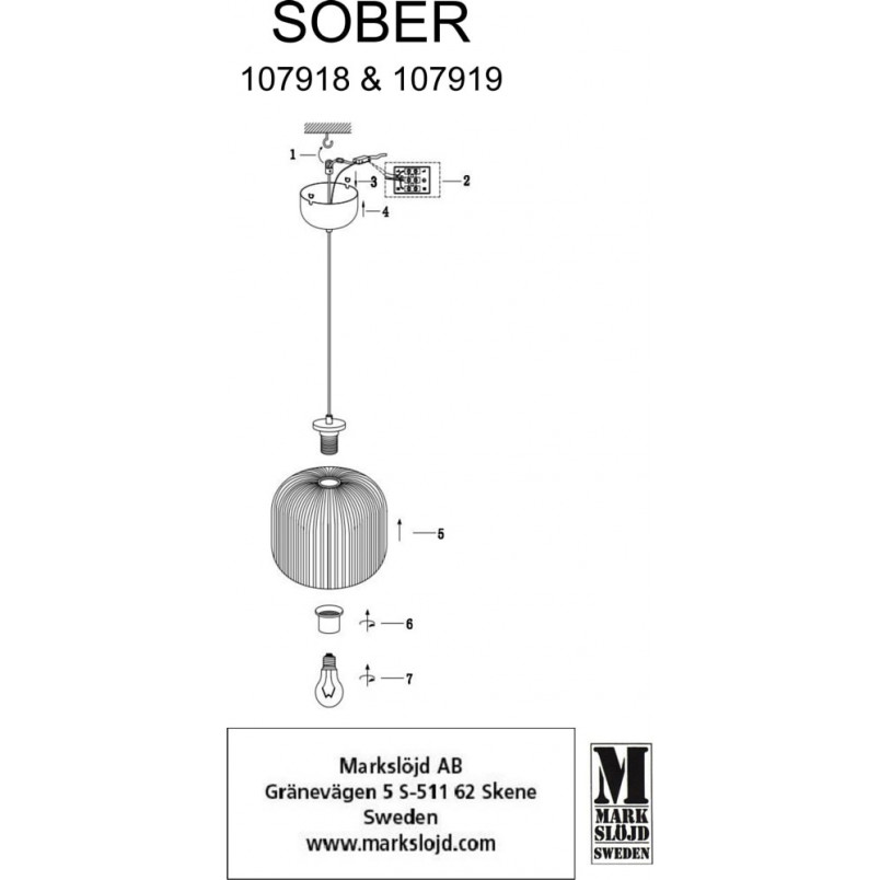 Lampa wisząca biała Markslojd Sober 25cm - Sklep z lampami