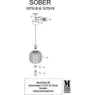Lampa Wisząca Szklana Sober Markslojd | 25cm, Dymiona