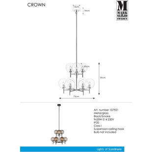 Lampa wisząca Crown - szklane kule, dymiony szkło | Markslojd