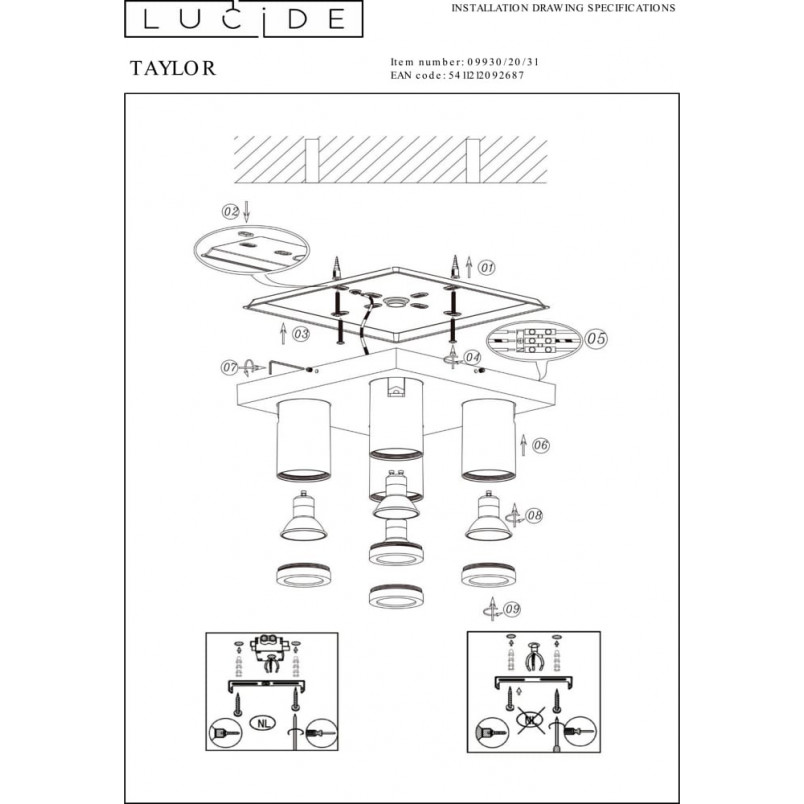 Plafon LED Taylor IV - Reflektor łazienkowy Lucide | Sklep