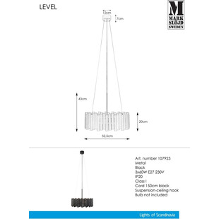 Lampa wisząca czarna Level Markslojd | E27 | Sklep z lampami
