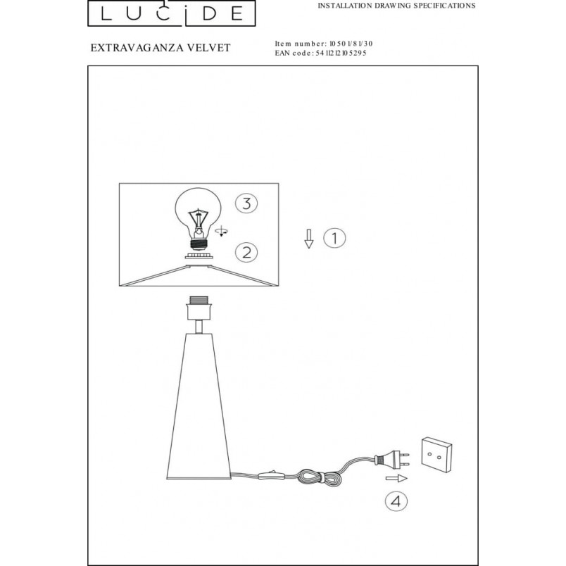 Lampa stołowa czarna Velvet | Lucide - Glamour i elegancja