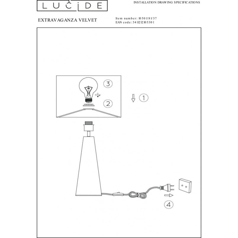 Lampa stołowa niebieska Lucide | Glamour i elegancja