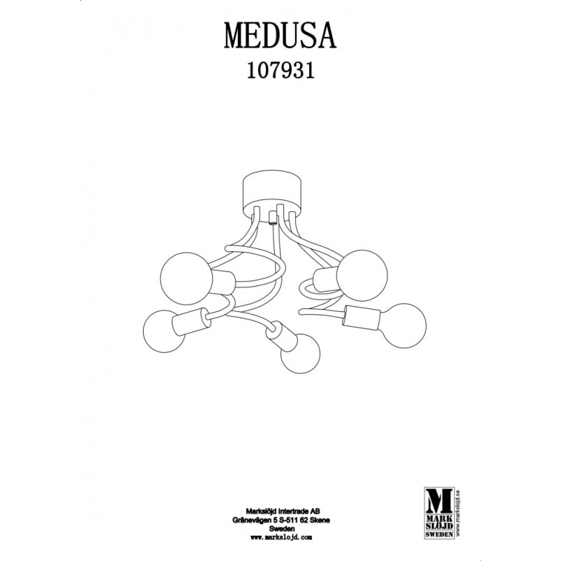 Lampa sufitowa loft Medusa czarna 70cm | Markslojd