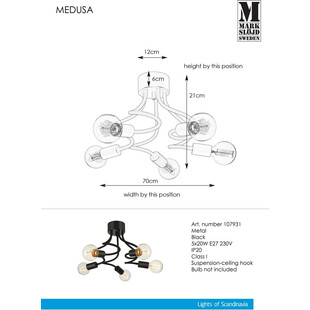 Lampa sufitowa loft Medusa czarna 70cm | Markslojd