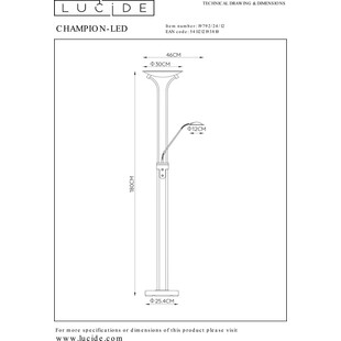 Lampa podłogowa LED Champion Chrom - Lucide | Kup online