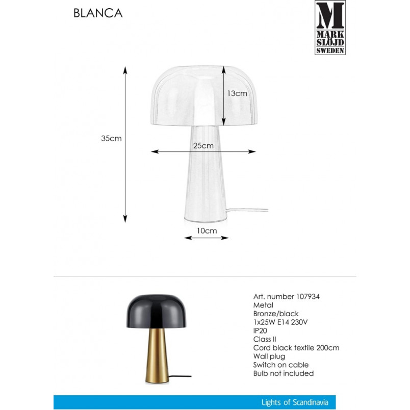 Lampa stołowa Blanca czarna Markslojd | Elegancki design