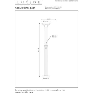 Lampa podłogowa LED Champion czarna | Lucide - Styl i funkcjonalność