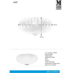 Plafon Mist 55cm biały Markslojd - Eleganckie oświetlenie