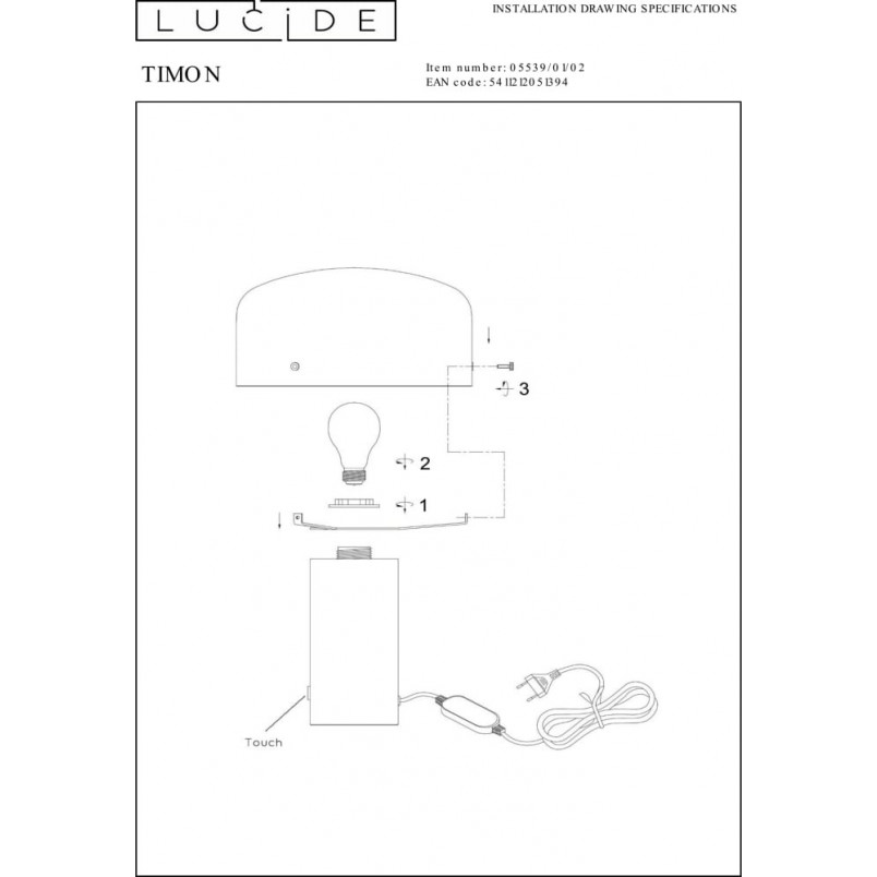 Lampa stołowa Lucide Timon 27 | Biało-mosiężna | Kup online