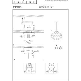 Lampa wisząca kula biała Lucide Otona | Kup online