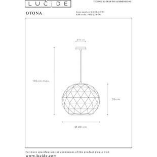 Lampa wisząca kula biała Lucide Otona | Kup online