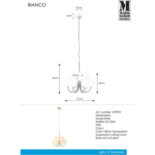Lampa wisząca Bianco Markslojd | Szklane kule, styl glamour