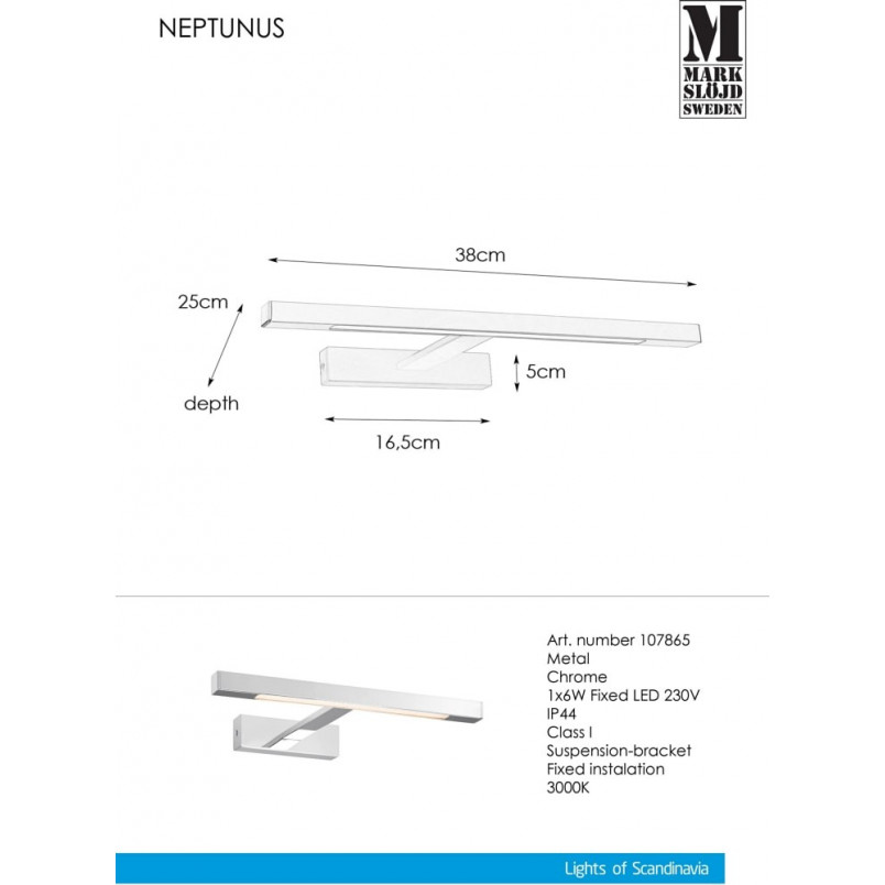 Kinkiet łazienkowy Neptunus LED chrom - Markslojd