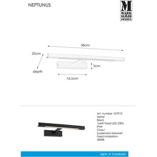 Kinkiet łazienkowy Neptunus LED czarny | Markslojd
