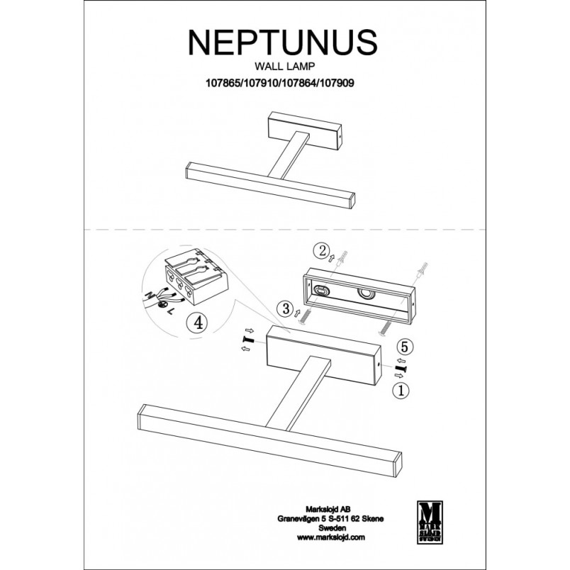 Kinkiet łazienkowy Neptunus LED czarny | Markslojd