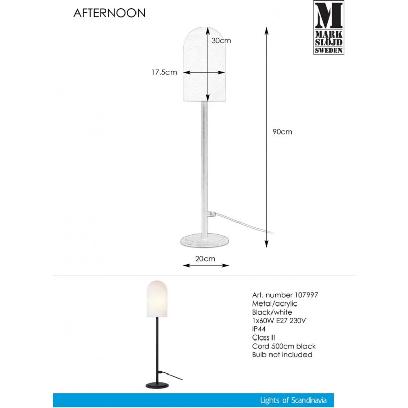 Lampa Ogrodowa Stojąca Afternoon 90cm Biała | Markslojd