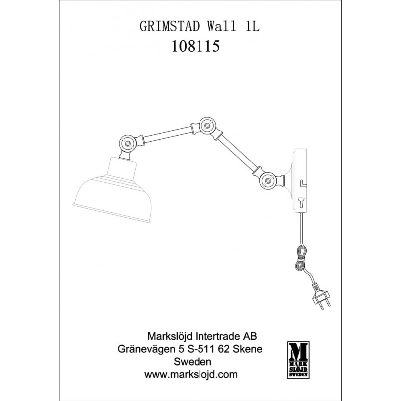 Kinkiet Grimstad mosiężny Markslojd | Regulowany, Retro