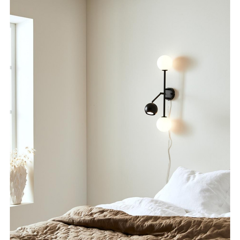 Kinkiet Bedside Markslojd: Designerski, z włącznikiem - Czarny/Biały