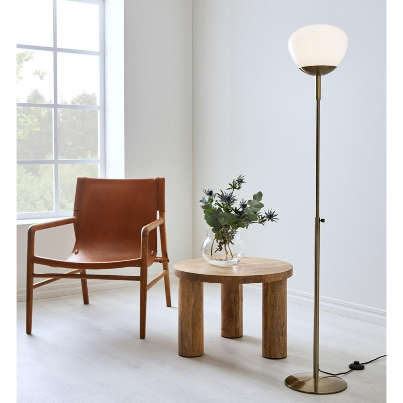 Lampa podłogowa Rise - Szkło Białe / Mosiądz | Markslojd