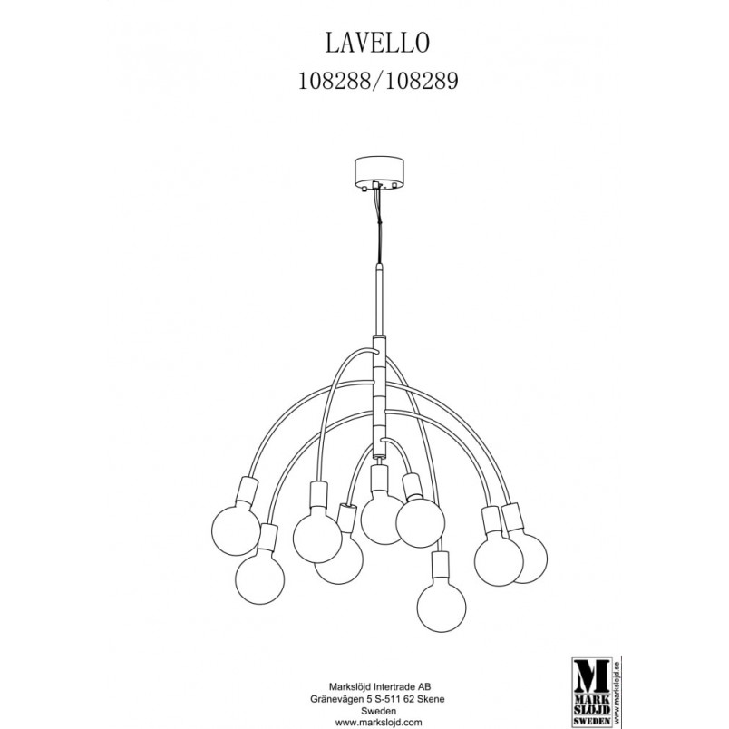 Lampa Wisząca Lavello 9-punktowa Czarna Markslojd | Loftowa