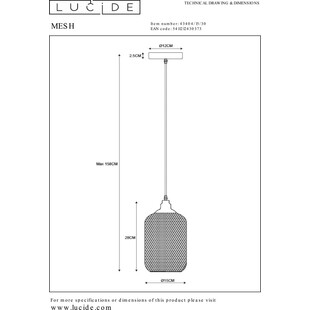 Lampa wisząca Mesh czarna | Loftowa lampa Lucide
