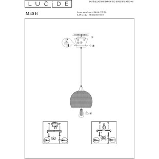 Lampa wisząca ażurowa Mesh czarna | Lucide - Loftowa elegancja