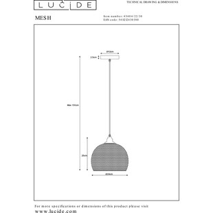 Lampa wisząca ażurowa Mesh czarna | Lucide - Loftowa elegancja