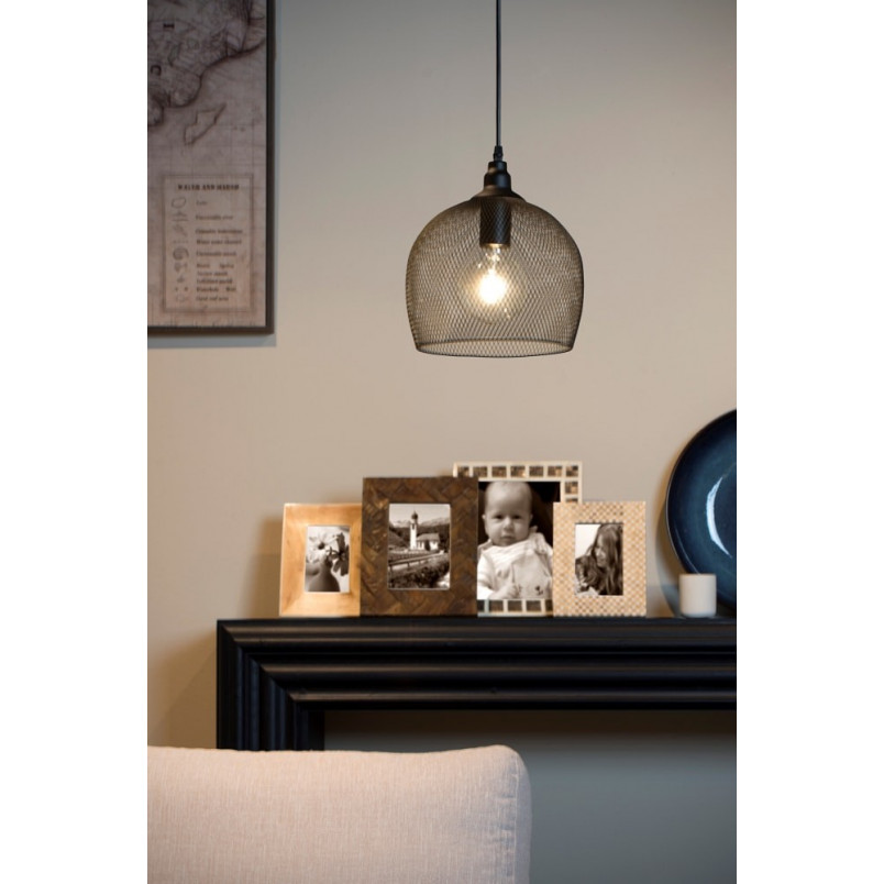 Lampa wisząca ażurowa Mesh czarna | Lucide - Loftowa elegancja