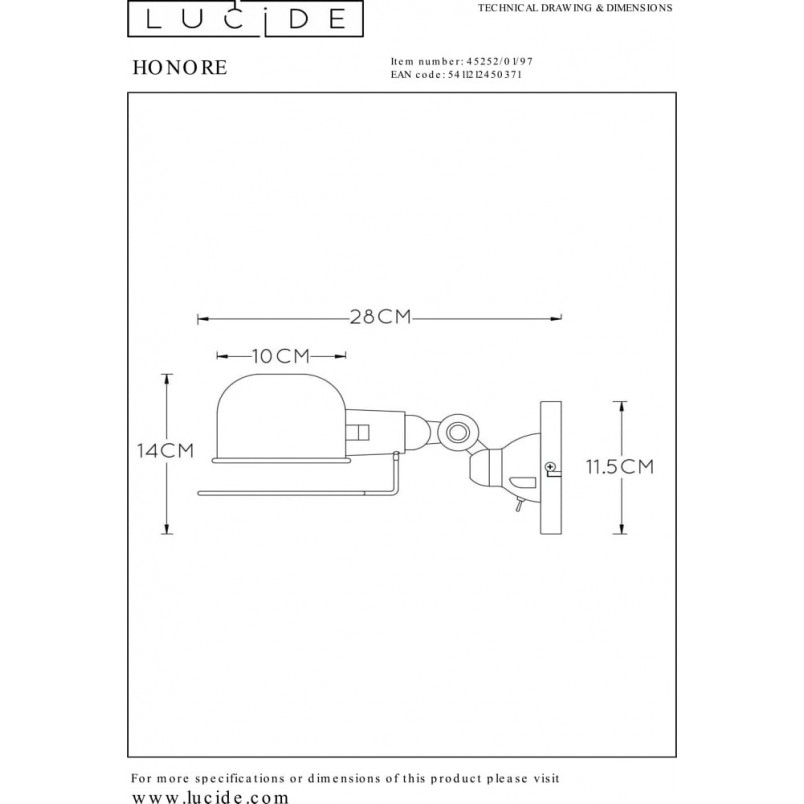 Kinkiet industrialny Lucide Honore | Loftowa lampa z metalu