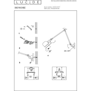 Kinkiet industrialny Lucide Honore | Loftowa lampa regulowana