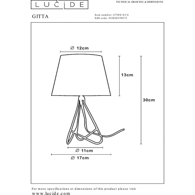 Lampa stołowa Gitta czarno-chromowa | Lucide