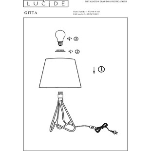 Lampa stołowa Gitta miedziana - Lucide | Nowoczesny design