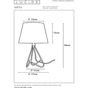 Lampa stołowa Gitta miedziana - Lucide | Nowoczesny design